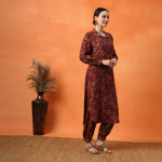 Floral Embroidered Regular Thread Work Kurta with Trousers