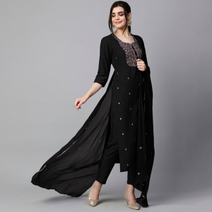 Women Ethnic Motifs Embroidered Regular Kurta With Trousers & Dupatta